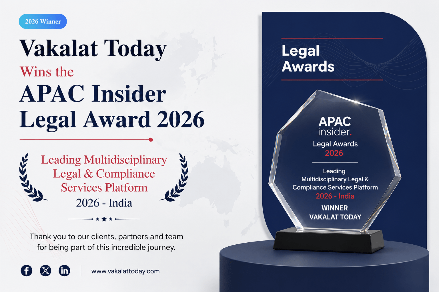 "Leading Multidisciplinary Legal & Compliance Services Platform 2026 – India."